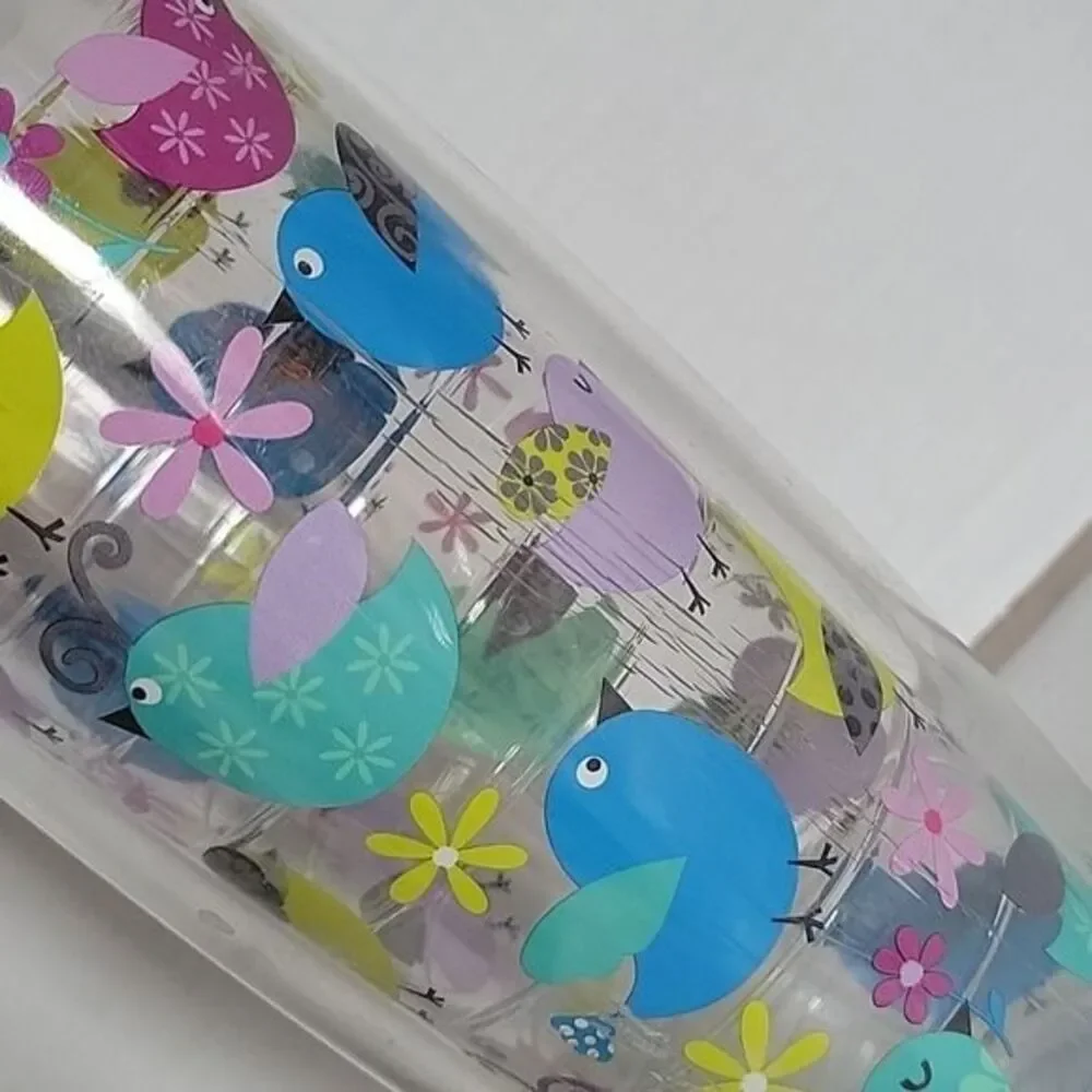 Tervis Water Bottle Thermos Container 24 Oz Happy Bird Flip Top Floral